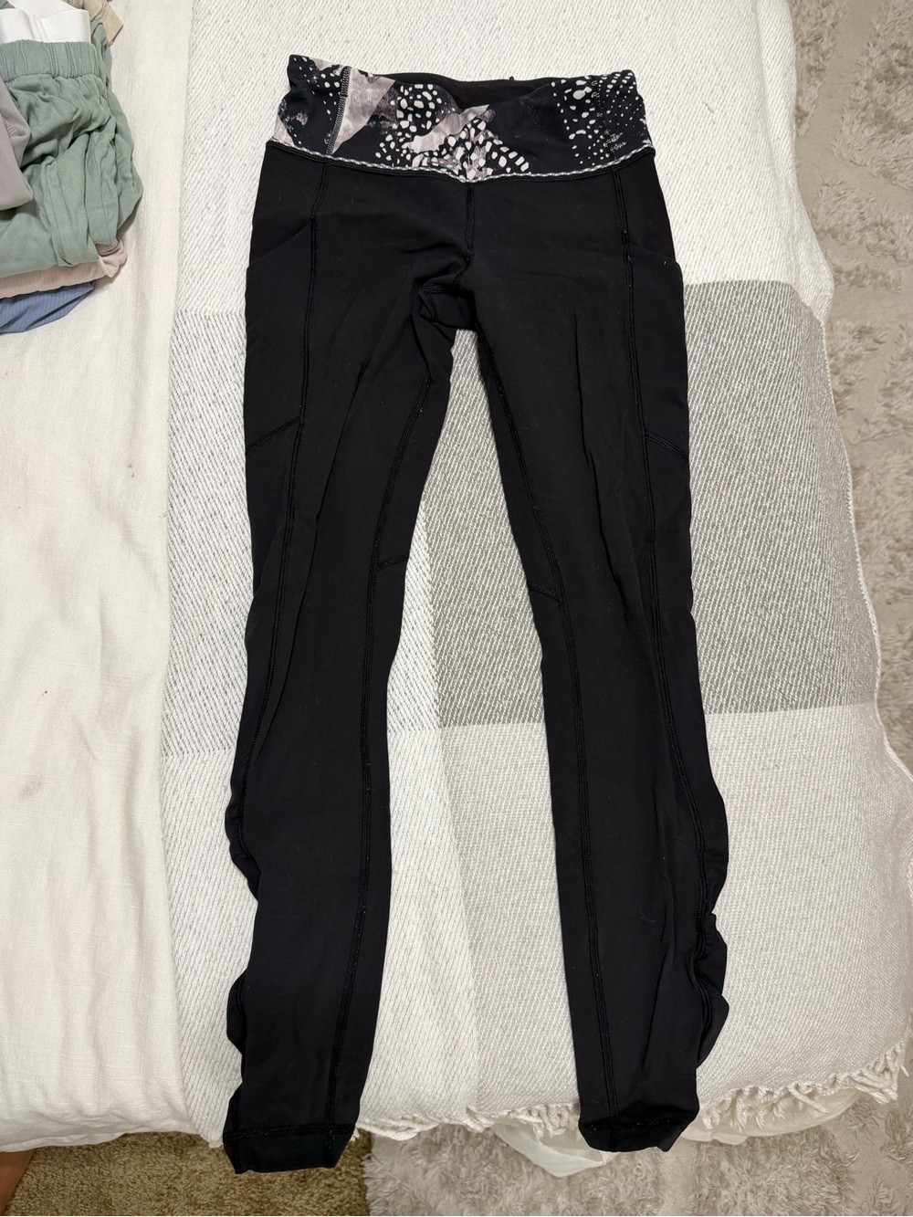 lululemon athletica Black Leggings with Patterned Waistband